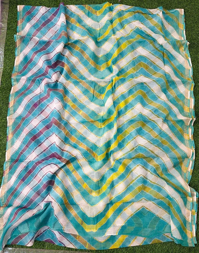 Blue Pure Kota Cotton Leheriya Multicolour Saree
