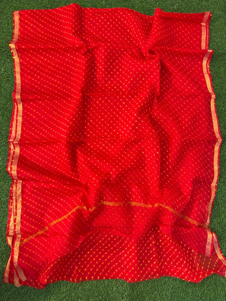 Pure Kota Silk Leheriya Motra Saree - Image 3