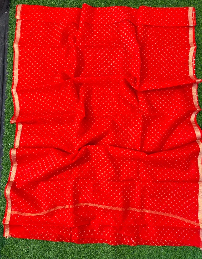 Pure Kota Silk Leheriya Motra Saree - Image 3