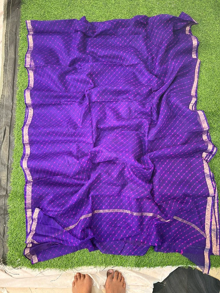 Pure Kota Silk Leheriya Motra Saree - Image 3