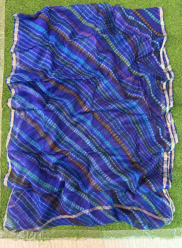 Pure Kota Silk Multi-Colour Leheriya Saree (Blue)