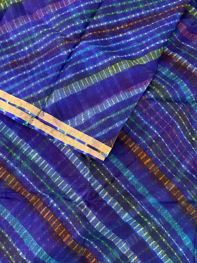 Pure Kota Silk Multi-Colour Leheriya Saree (Blue) - Image 2