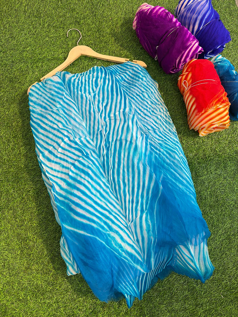 Blue Pure Organza Saree By Rajasthani Creation - Image 6