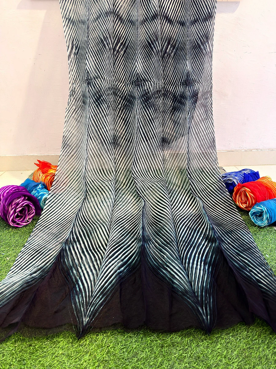Black Pure Organza Saree By Rajasthani Creation - Image 3