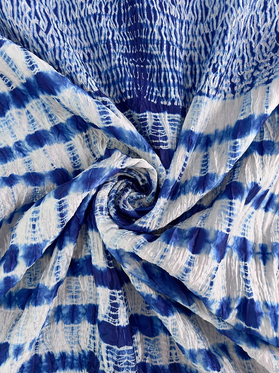 Pure Silk Shibori & Tie-Dye Saree 💙✨