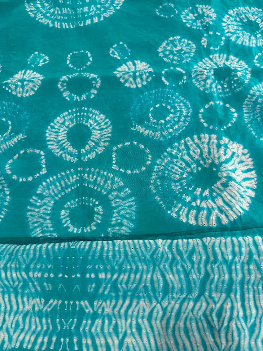 Teal Pure Chanderi fabric with stunning handmade Shibori — new design dress pieces - Image 3