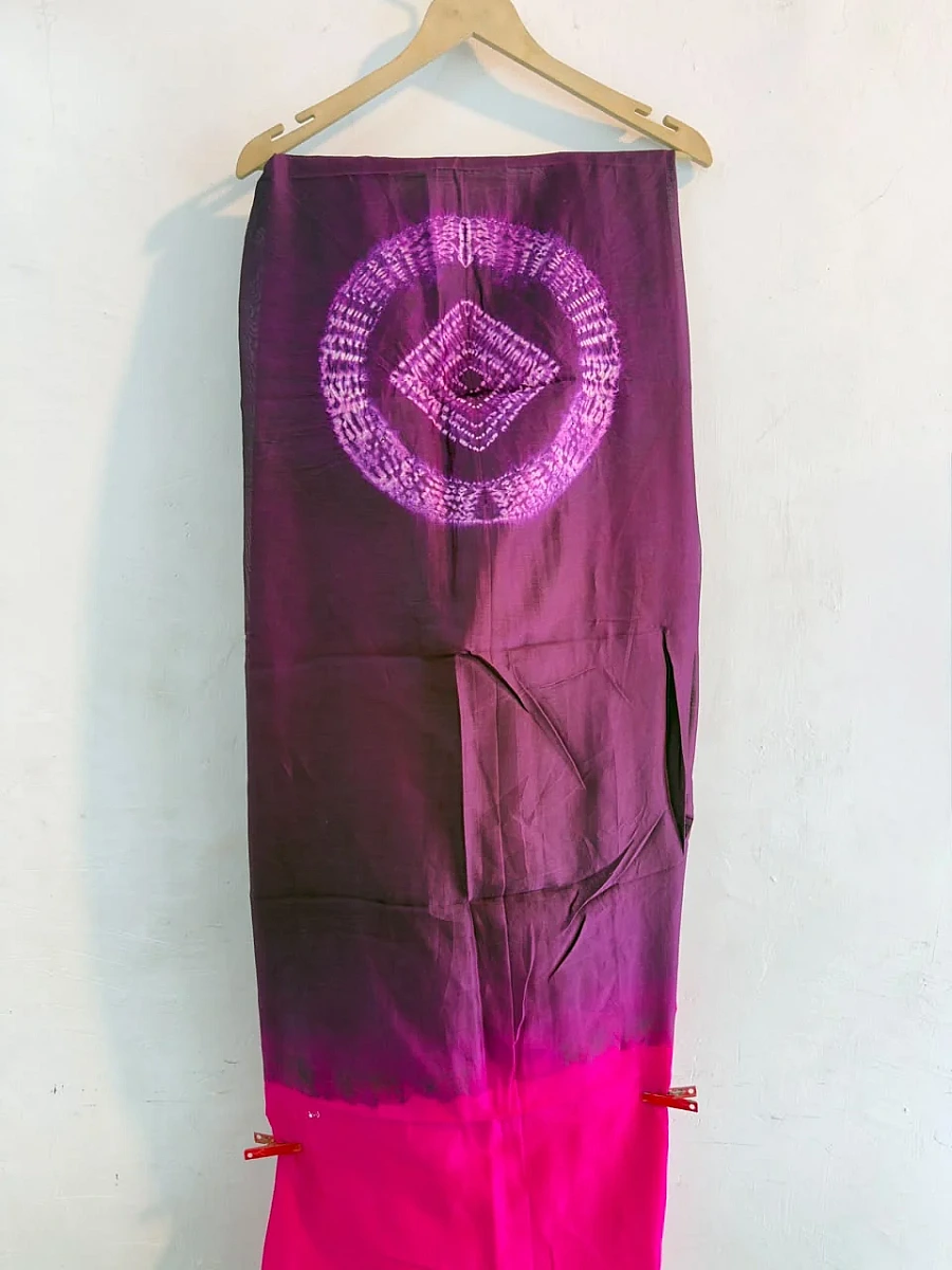 Pink Pure Chanderi ✨ | Handcrafted Shibori 🎨 - Image 3