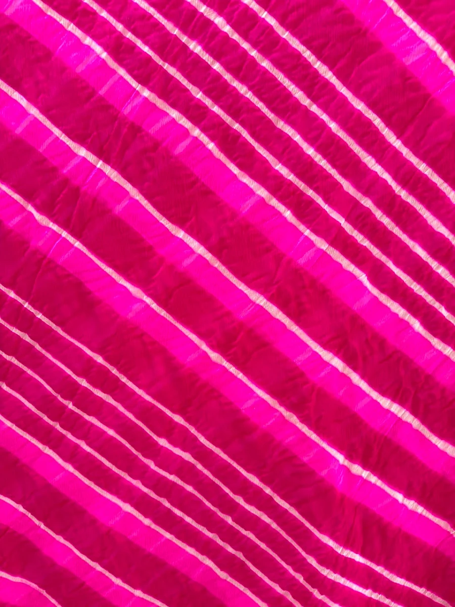 Pink Pure Double Diamond Chiffon Leheriya Sarees - Image 2
