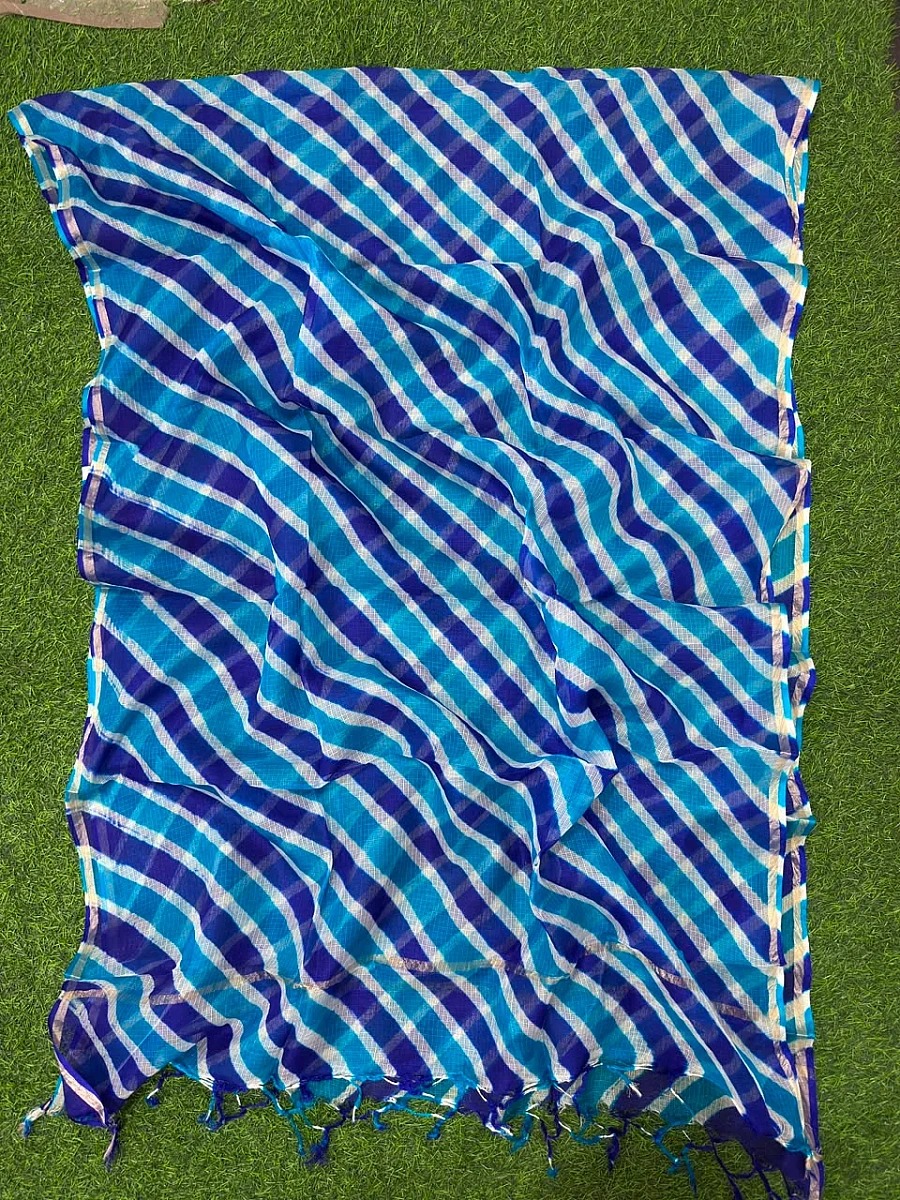 Blue  Pure Kota Silk Leheriya Dupattas 💫 - Image 2