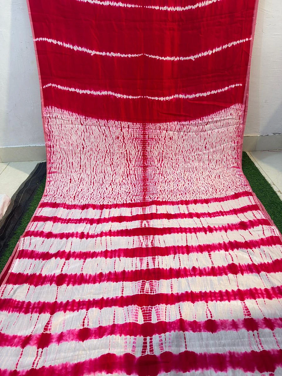 Red ✨ Chiniyan Silk Shibori & Tie-Dye Sarees ✨ - Image 2