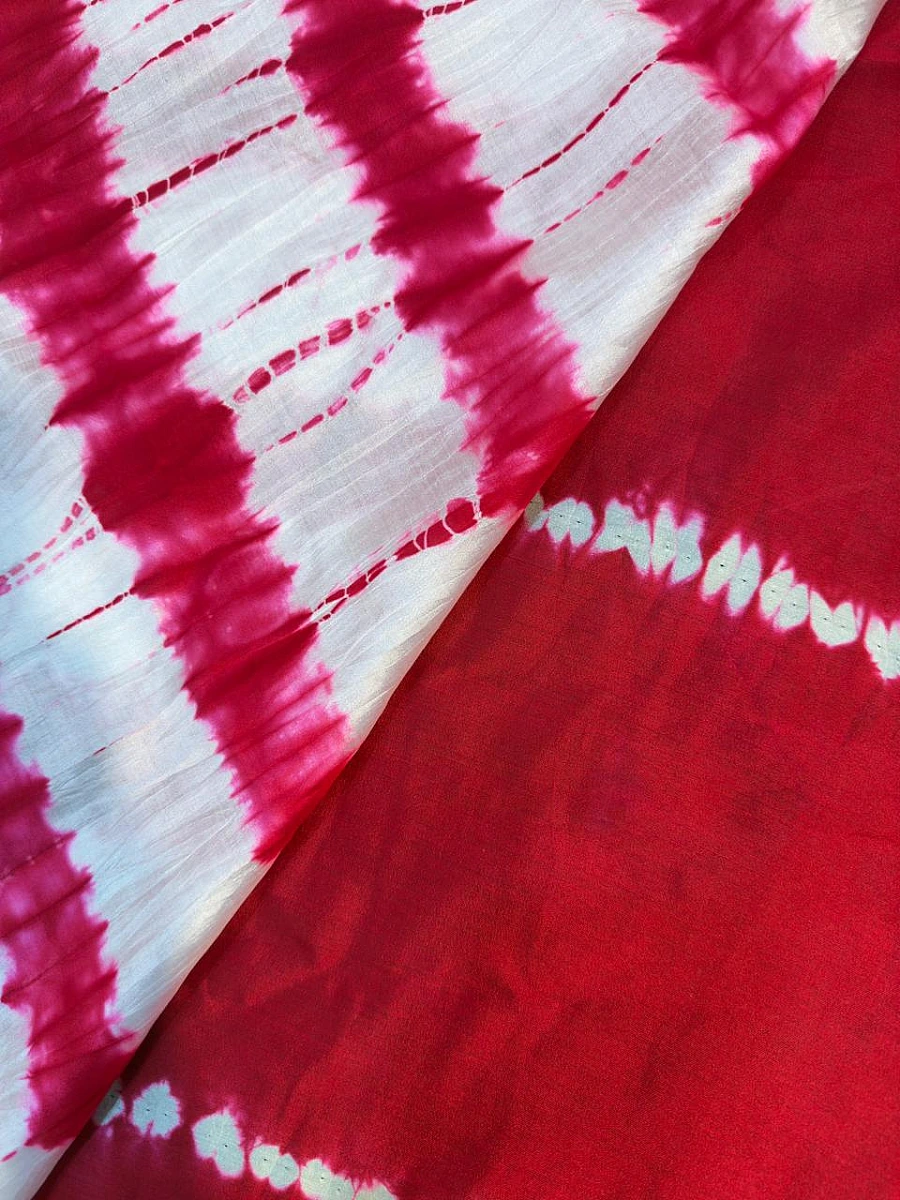 Red ✨ Chiniyan Silk Shibori & Tie-Dye Sarees ✨ - Image 3