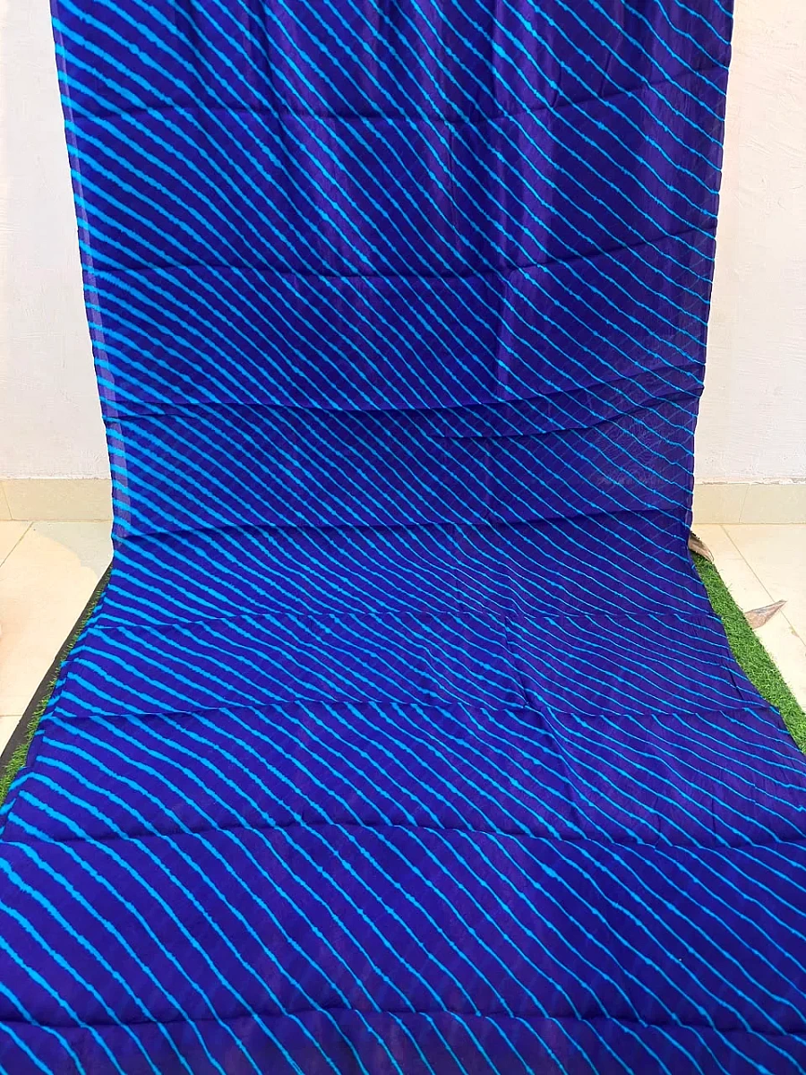 Navy Blue Leheriya saree - Image 2
