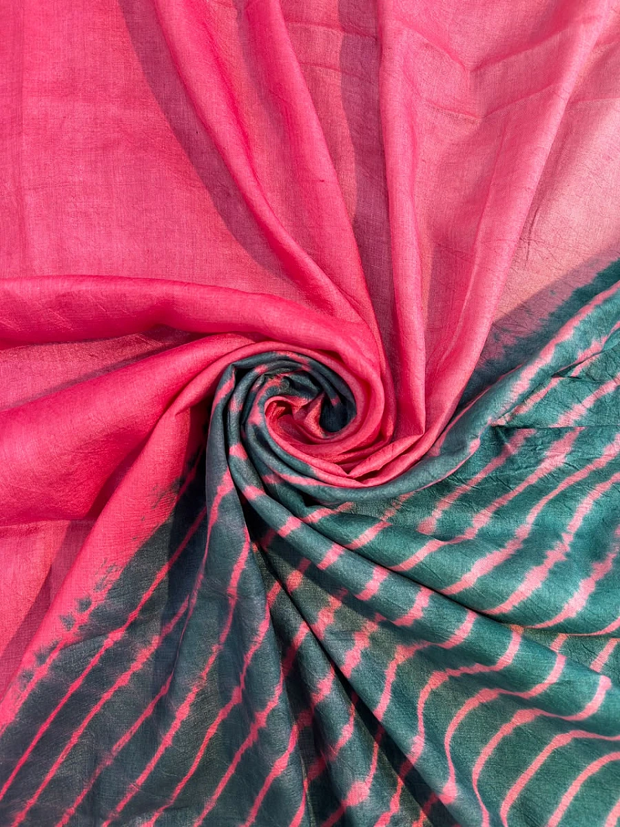 Green Pink Pure Tusser Silk ✨