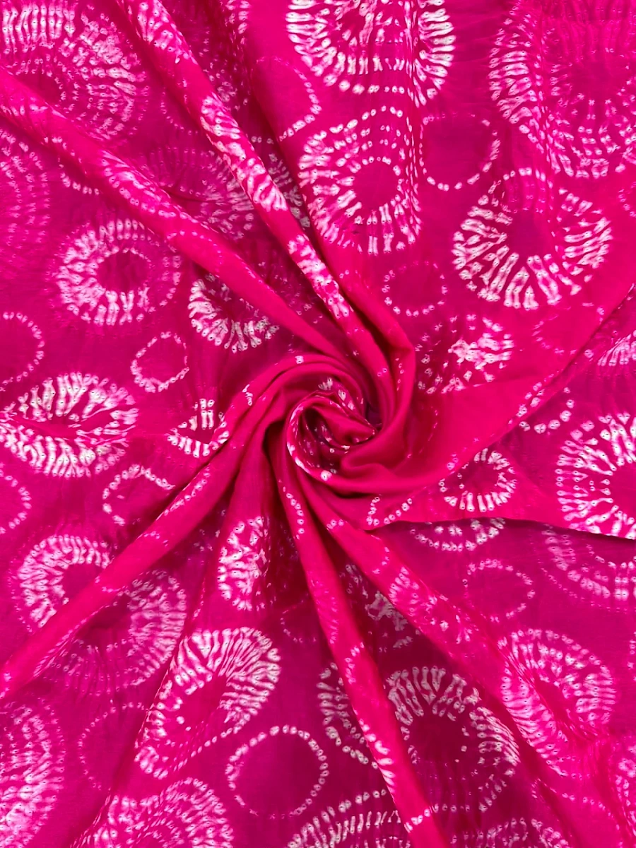 Pink Pure Chanderi fabric with stunning handmade Shibori — new design dress pieces
