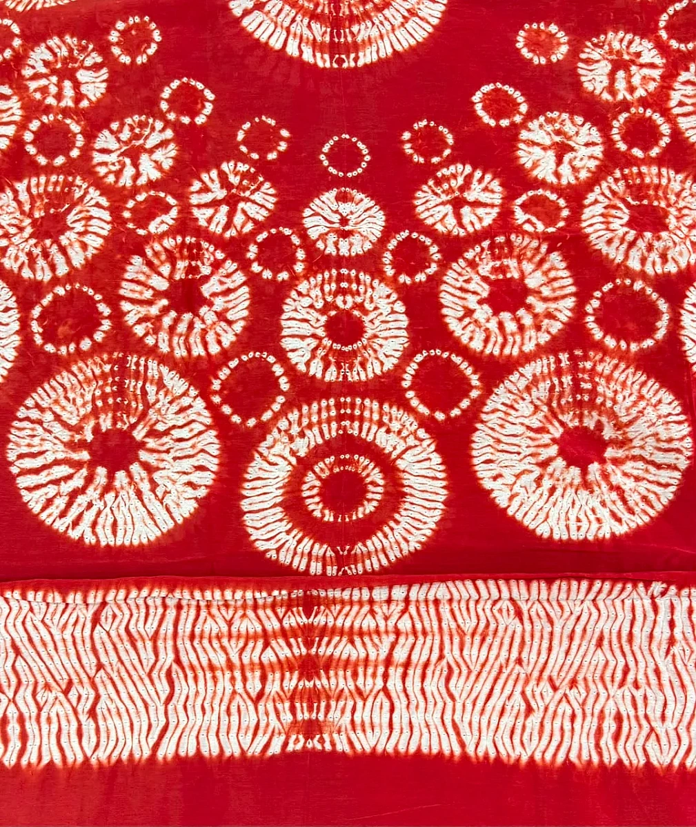 Red Pure Chanderi fabric with stunning handmade Shibori — new design dress pieces - Image 2