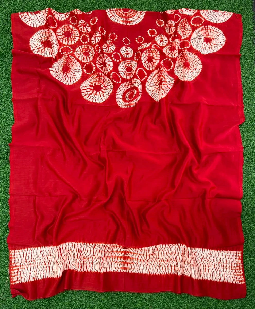 Red Pure Chanderi fabric with stunning handmade Shibori — new design dress pieces - Image 3