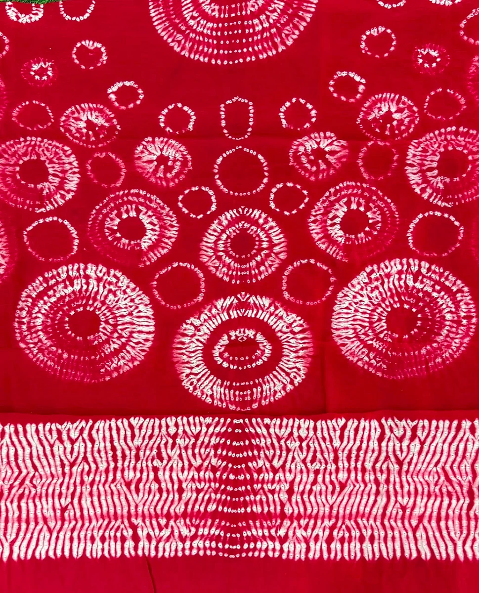 Red Pure Chanderi fabric with stunning handmade Shibori — new design dress pieces - Image 4