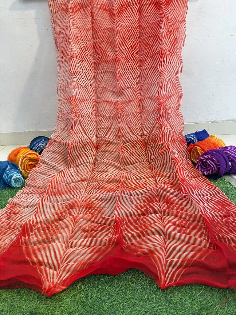 Red Pure Organza Saree By Rajasthani Creation - Image 2