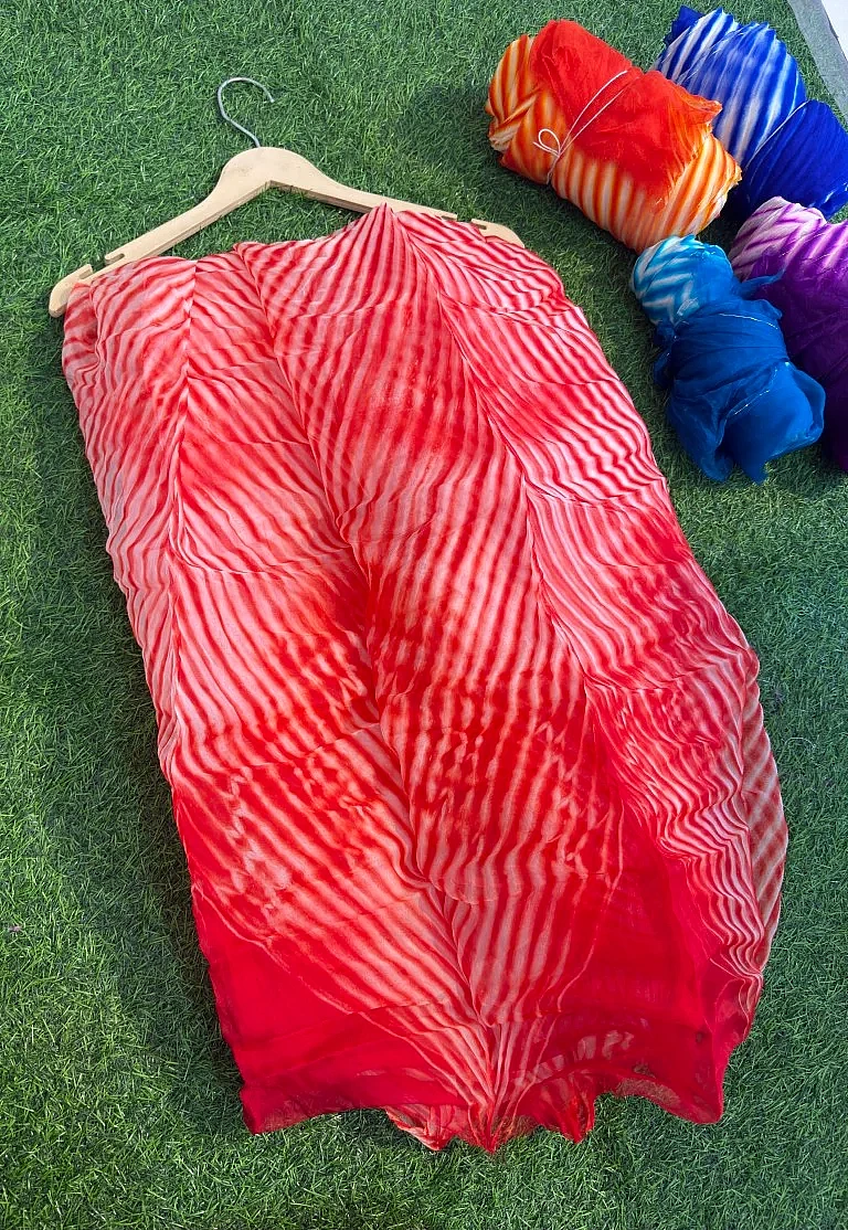 Red Pure Organza Saree By Rajasthani Creation - Image 3