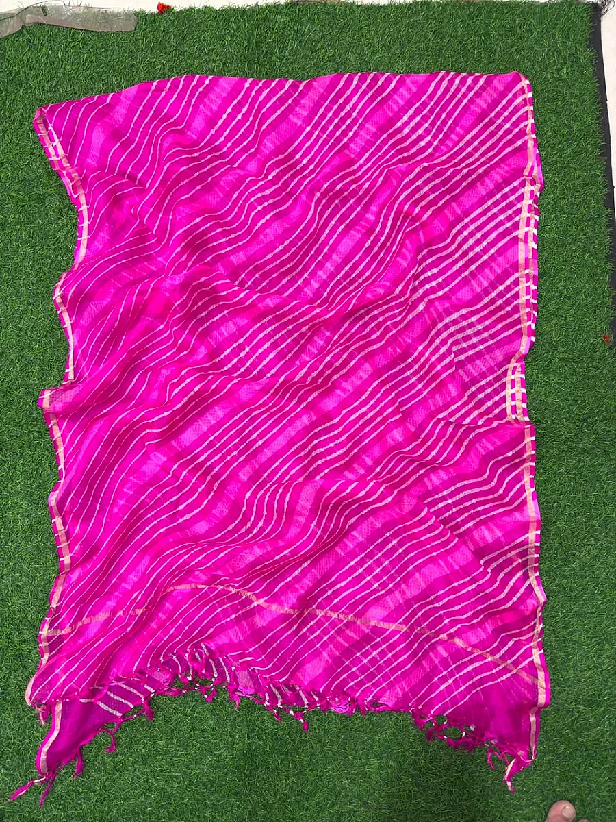 Dark Pink  Pure Kota Silk Leheriya Dupattas 💫 - Image 2