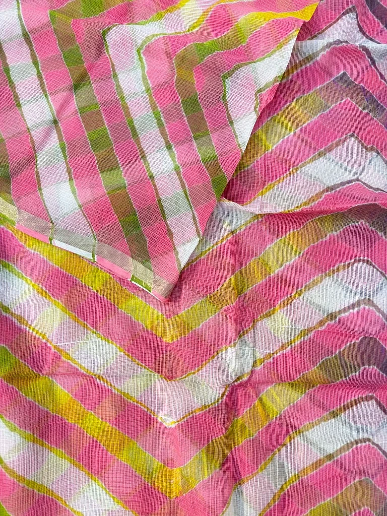 Multicolor Pure Kota Cotton Leheriya Multicolour Saree - Image 3