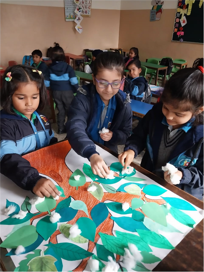 Cotton Pasting Winter Tree Activity