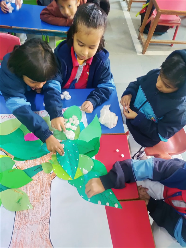 Cotton Pasting Winter Tree Activity