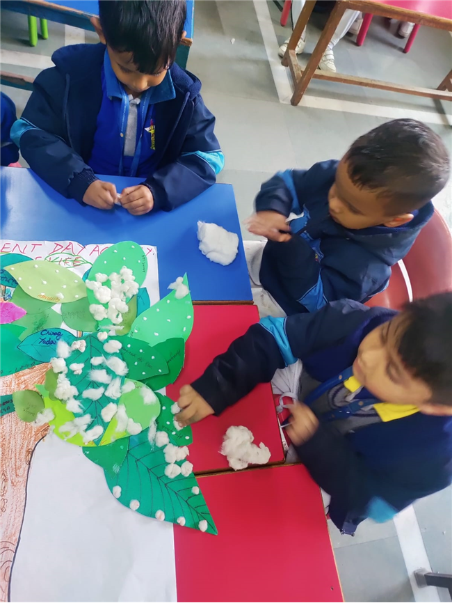 Cotton Pasting Winter Tree Activity