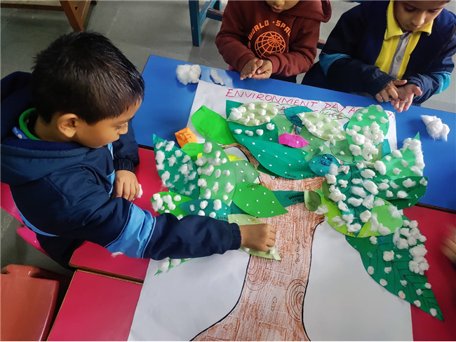 Cotton Pasting Winter Tree Activity