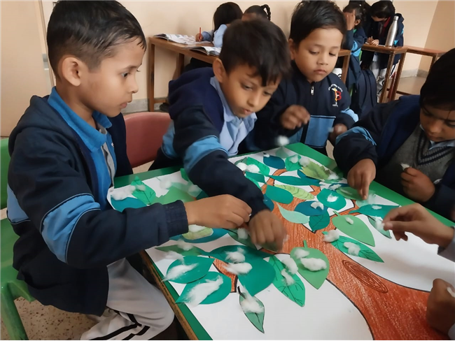 Cotton Pasting Winter Tree Activity