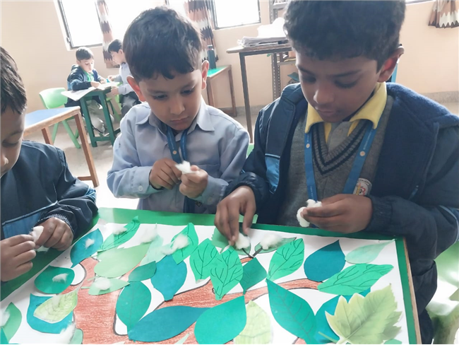 Cotton Pasting Winter Tree Activity