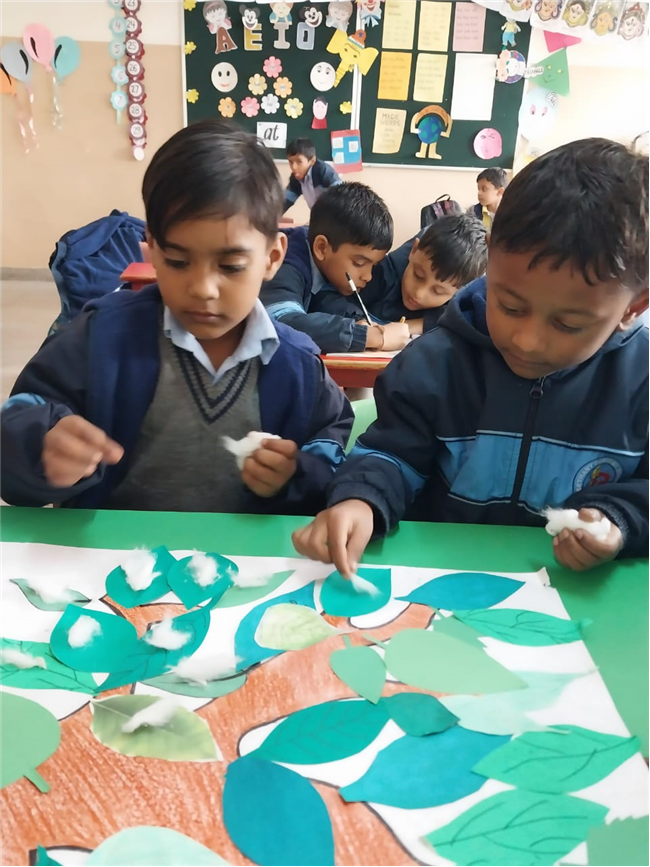 Cotton Pasting Winter Tree Activity