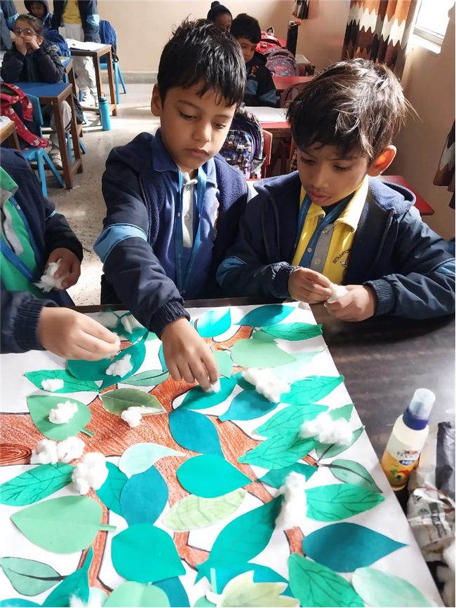 Cotton Pasting Winter Tree Activity