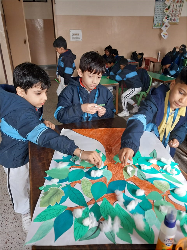 Cotton Pasting Winter Tree Activity