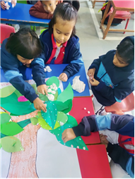 Cotton Pasting Winter Tree Activity