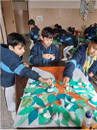 Cotton Pasting Winter Tree Activity