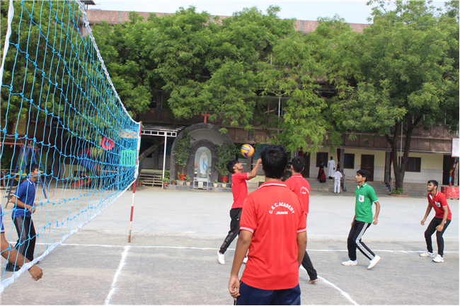 Inter-House Volley Ball Competition between Red House & Blue House on the occasion of National Sports Day
