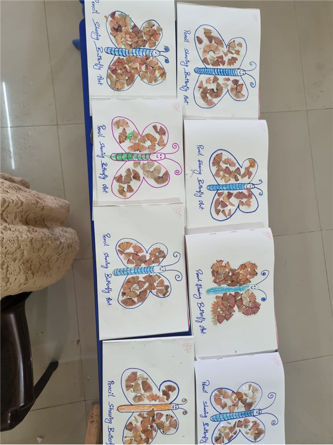 Activity Pencil shaving butterfly & flower art