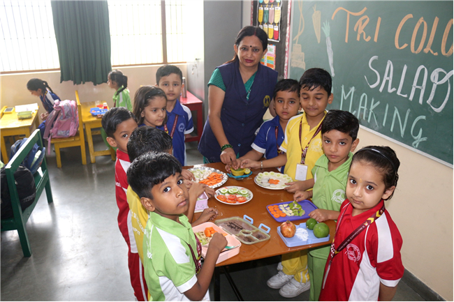 TRI-COLOUR SALAD MAKING ACTIVITY OF CLASS-I