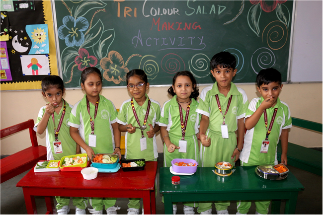 TRI-COLOUR SALAD MAKING ACTIVITY OF CLASS-I