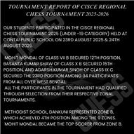 TOURNAMENT REPORT OF CISCE REGIONAL CHESS TOURNAMENT 2025-2026
