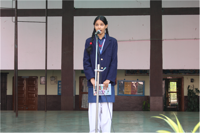 Assembly by Class 7-A; Topic - National Pollution Control Day, 2nd Dec. 2025