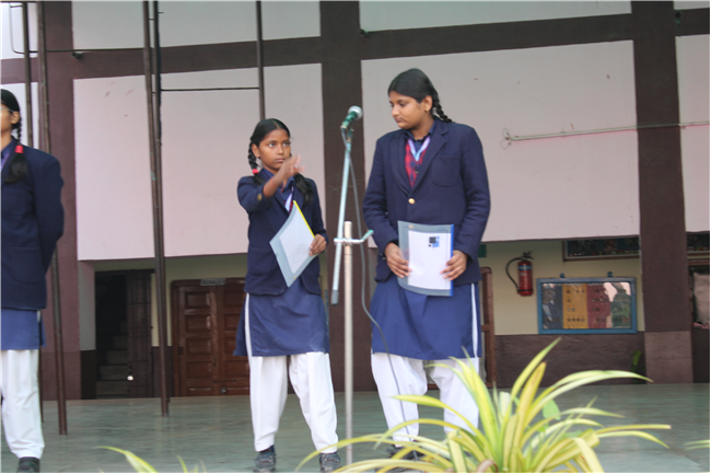 Assembly by Class 7-A; Topic - National Pollution Control Day, 2nd Dec. 2025
