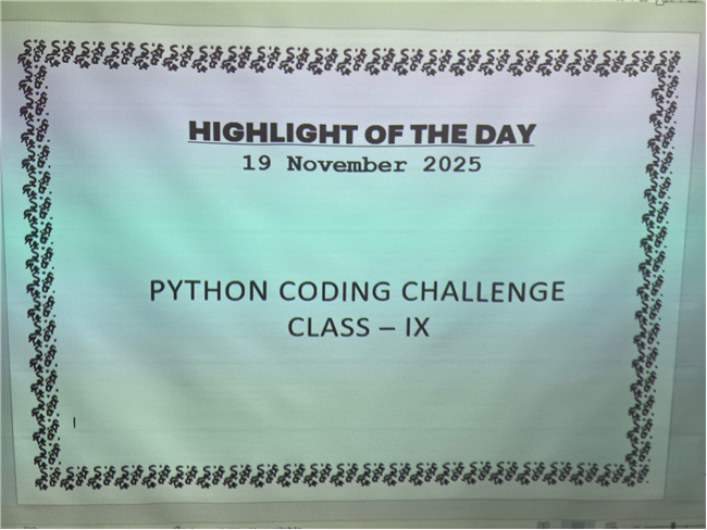 PYTHON CODING CHALLENGE CLASS-IX