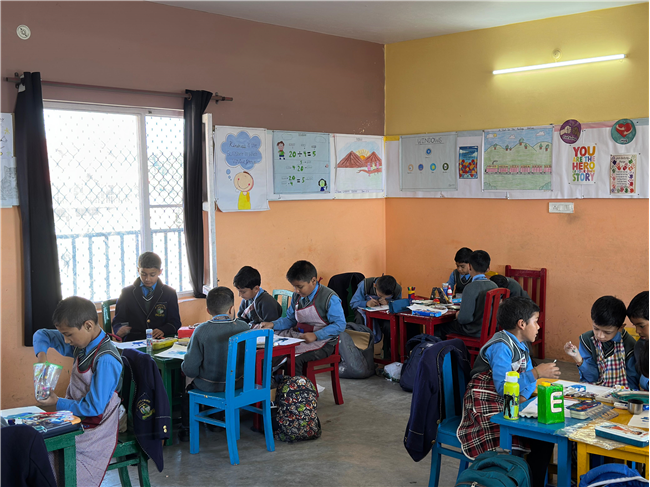 Class 2-A Activity (Our Earth – Hand Painting and Ear Bud Painting)