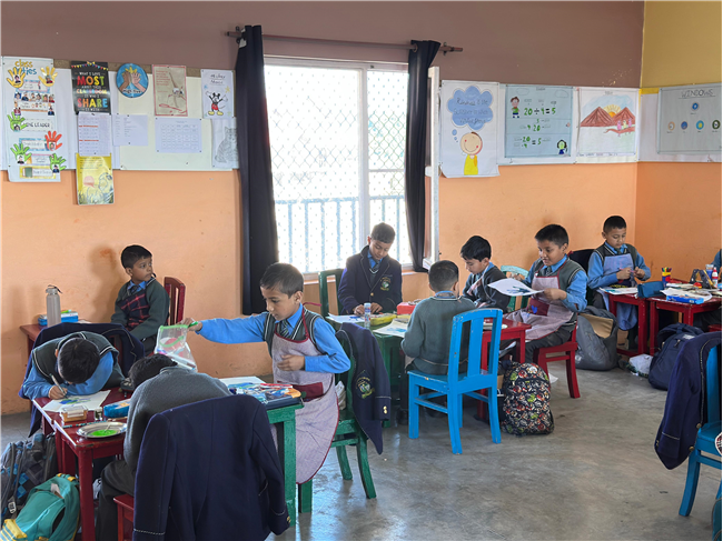 Class 2-A Activity (Our Earth – Hand Painting and Ear Bud Painting)