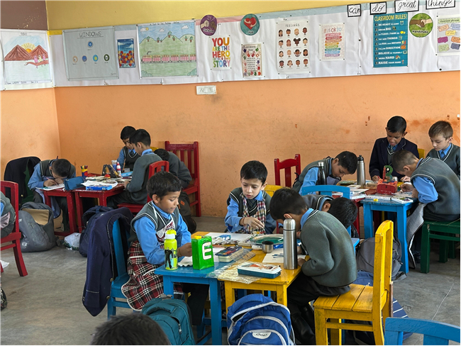 Class 2-A Activity (Our Earth – Hand Painting and Ear Bud Painting)