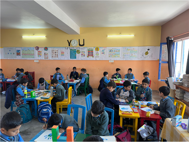 Class 2-A Activity (Our Earth – Hand Painting and Ear Bud Painting)