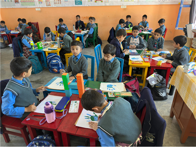 Class 2-A Activity (Our Earth – Hand Painting and Ear Bud Painting)