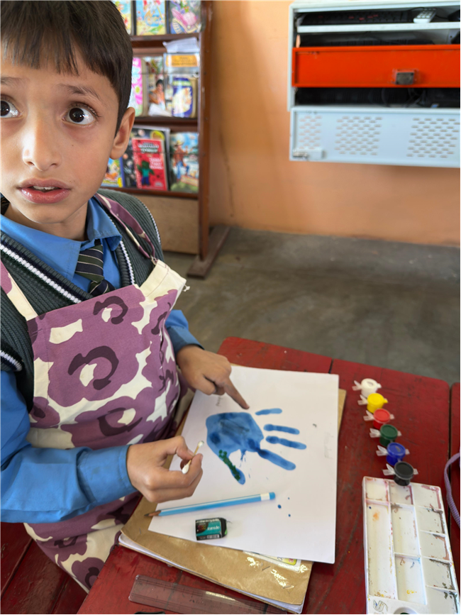 Class 2-A Activity (Our Earth – Hand Painting and Ear Bud Painting)
